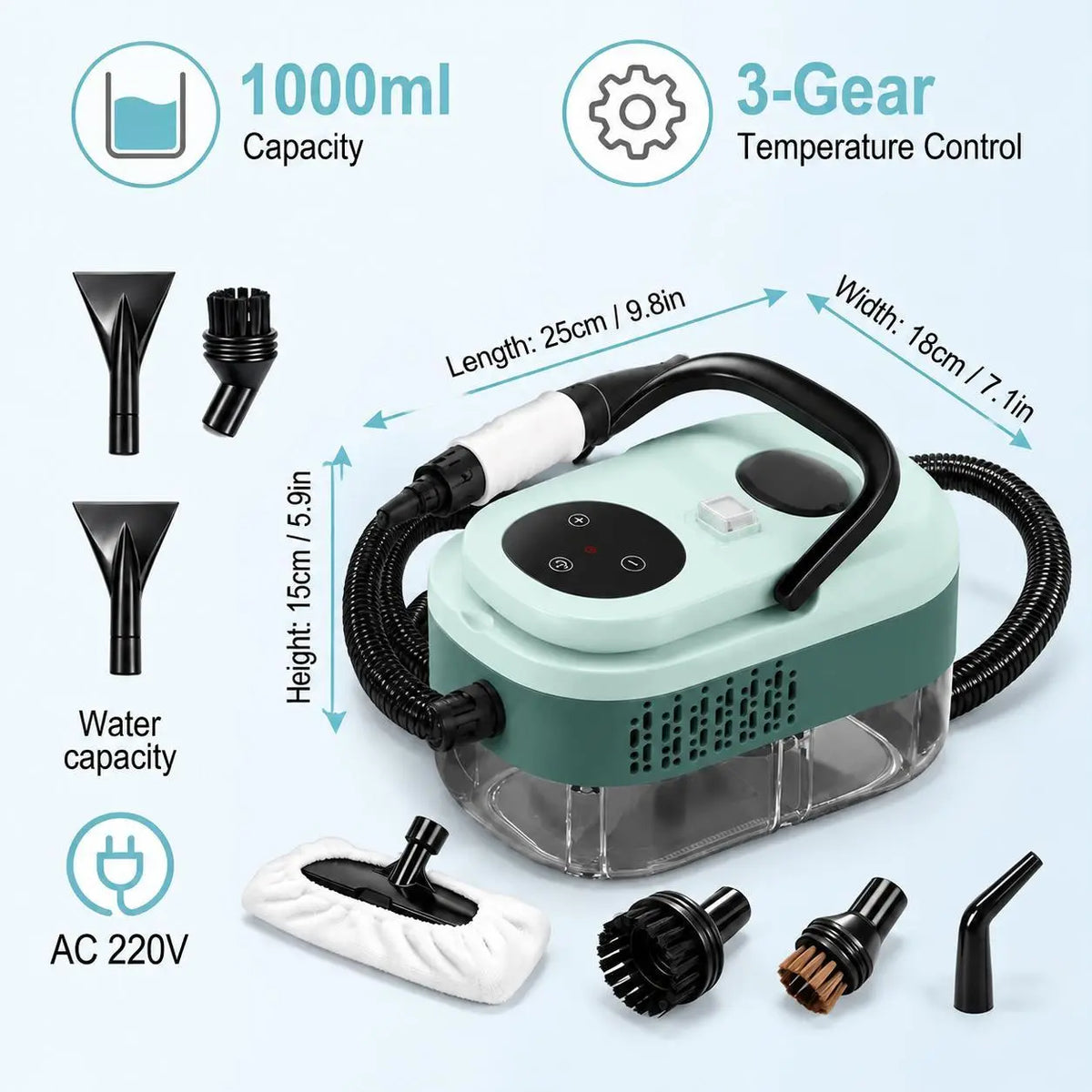 【Toolupgrade】2500W Multi-Purpose Portable Steam Cleaner - High-Temp Plastic Body Power Tool for Home Tile, Grout Surfaces - Car Detailing, Father'S Day Gift, High-Temp Steam, Tile Cleaning, Tools and Gadgets,Toolupgrade