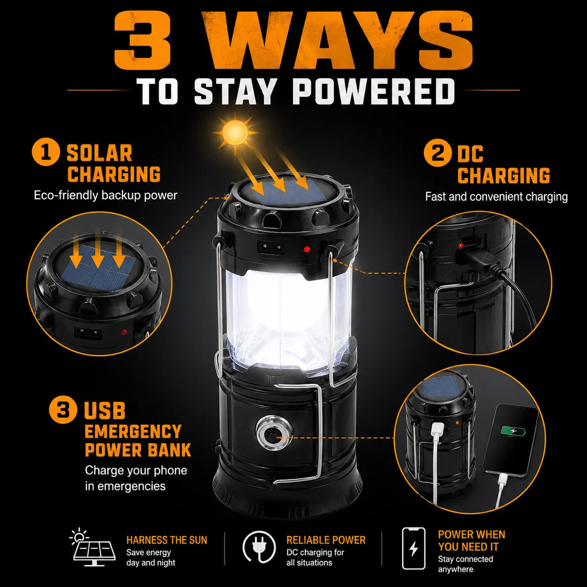 4 Pack LED Camping Lantern, Solar and Rechargeable Lantern Flashlight Collapsible and Portable Light for Camp/Hiking/Emergency/Hurricanes/Storm