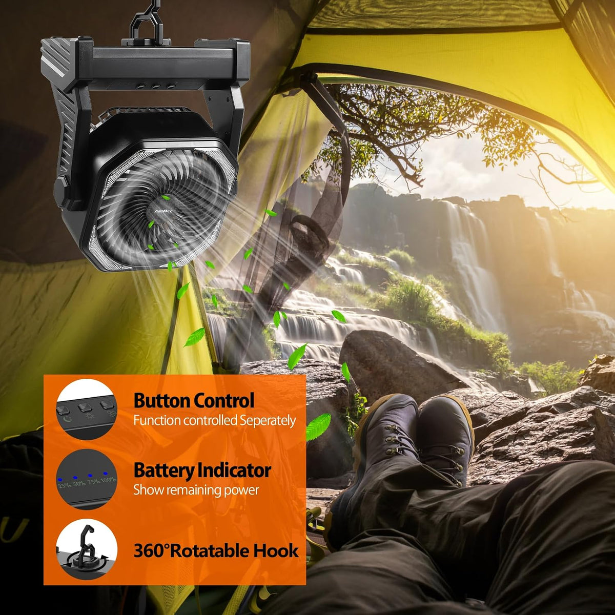 Battery Powered Camping Fan, Battery Operated Fan, Travel Gear Essentials