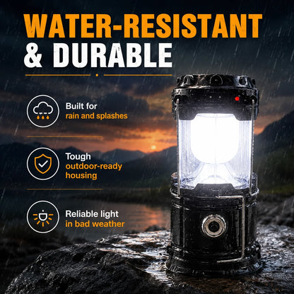 4 Pack LED Camping Lantern, Solar and Rechargeable Lantern Flashlight Collapsible and Portable Light for Camp/Hiking/Emergency/Hurricanes/Storm