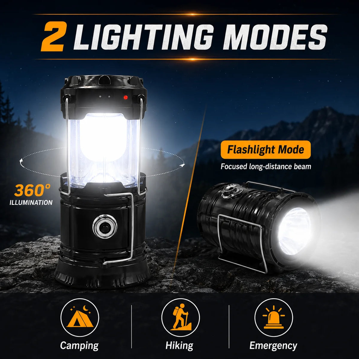 4 Pack LED Camping Lantern, Solar and Rechargeable Lantern Flashlight Collapsible and Portable Light for Camp/Hiking/Emergency/Hurricanes/Storm